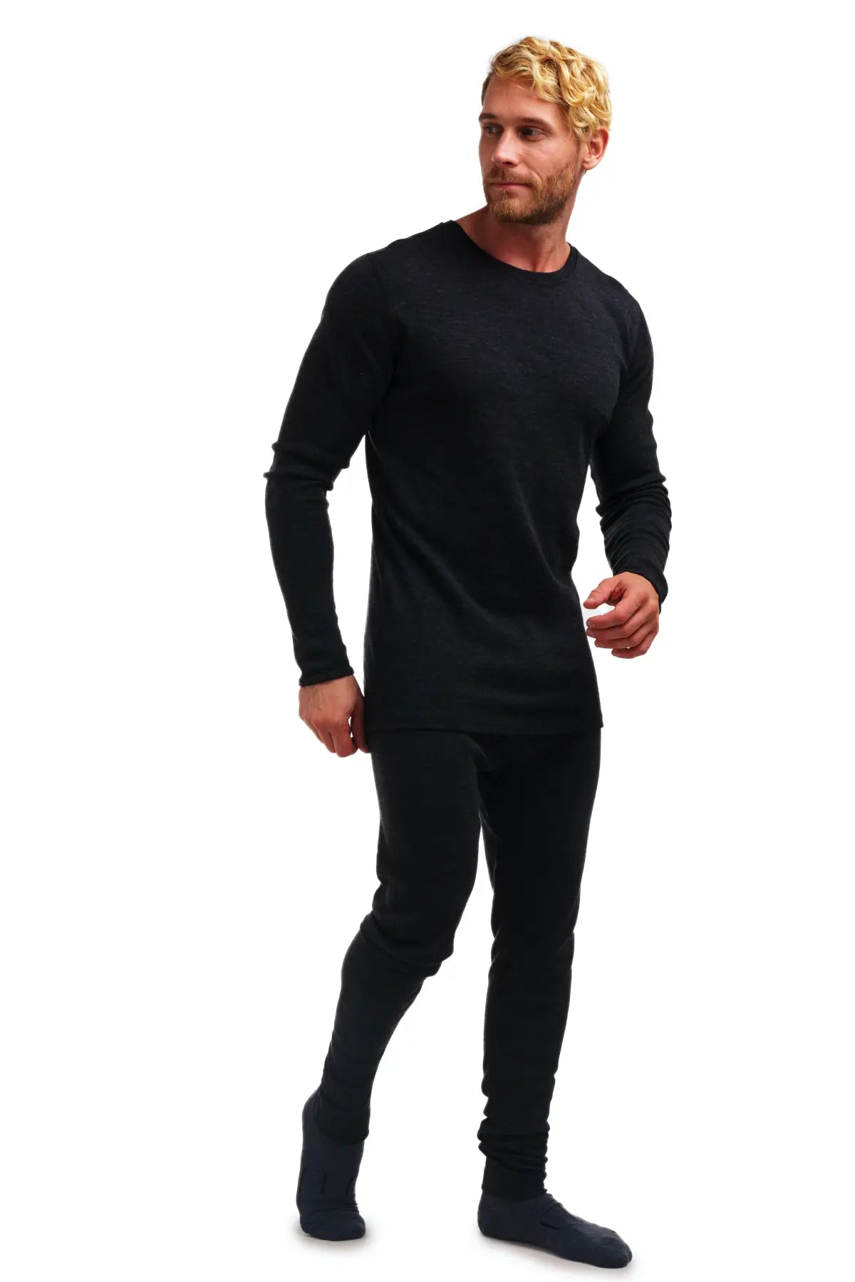 Men's Merino Wool Thermal Underwear Set - 250g Charcoal Grey - Base Layer for Winter, Skiing & Outdoor Activities