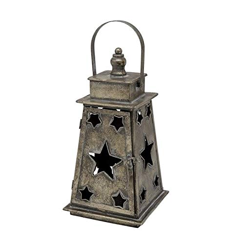 Frosted Gold & Silver Iron Powder Coated Star Cutout Lantern - Elegant Decorative Lighting for Indoor & Outdoor Parties, Weddings, and Home Decor