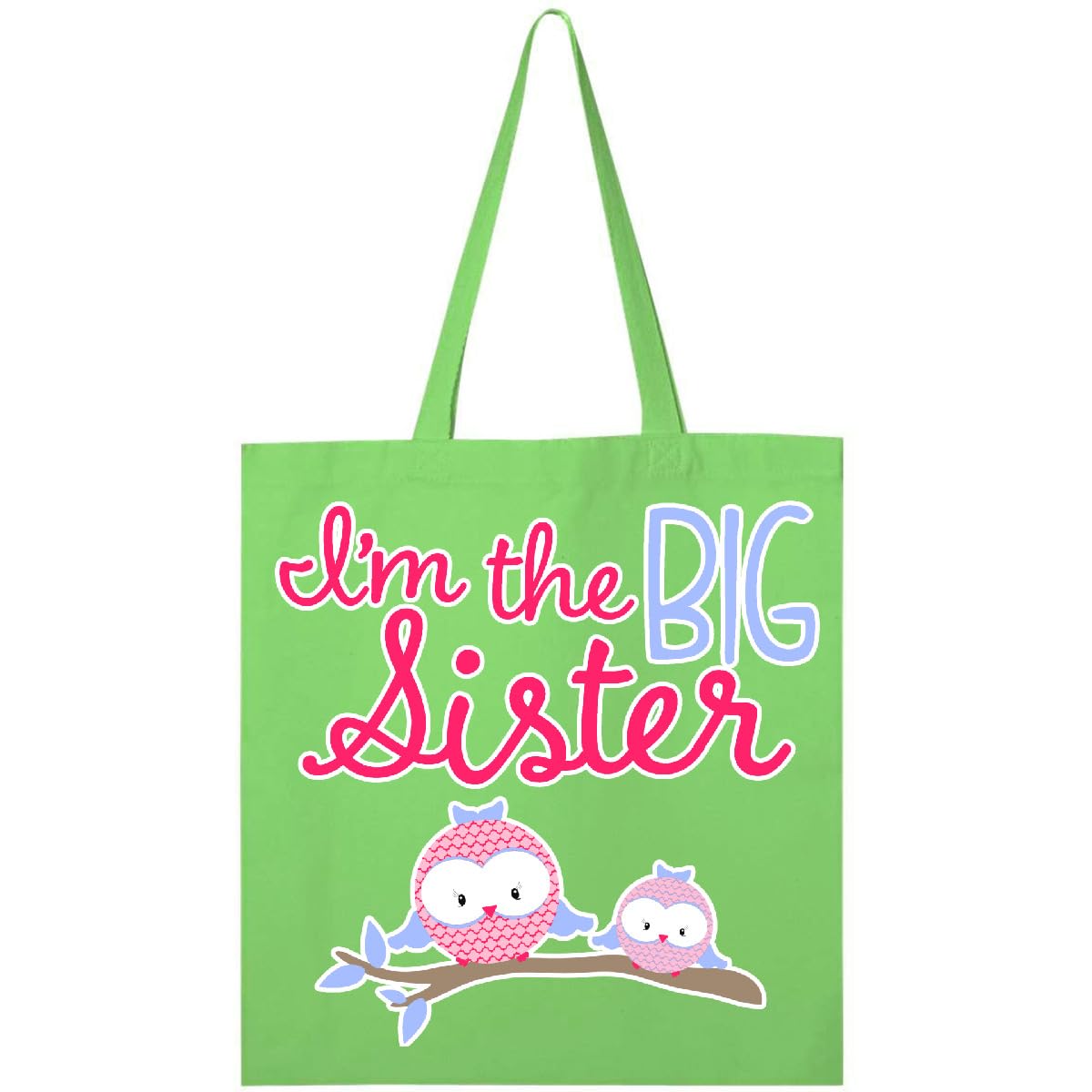Inktastic Big Sister Owls Tote Bag - Cute Owl Design Canvas Shopping Bag for Women, Perfect for Grocery, Beach, Work & School (16