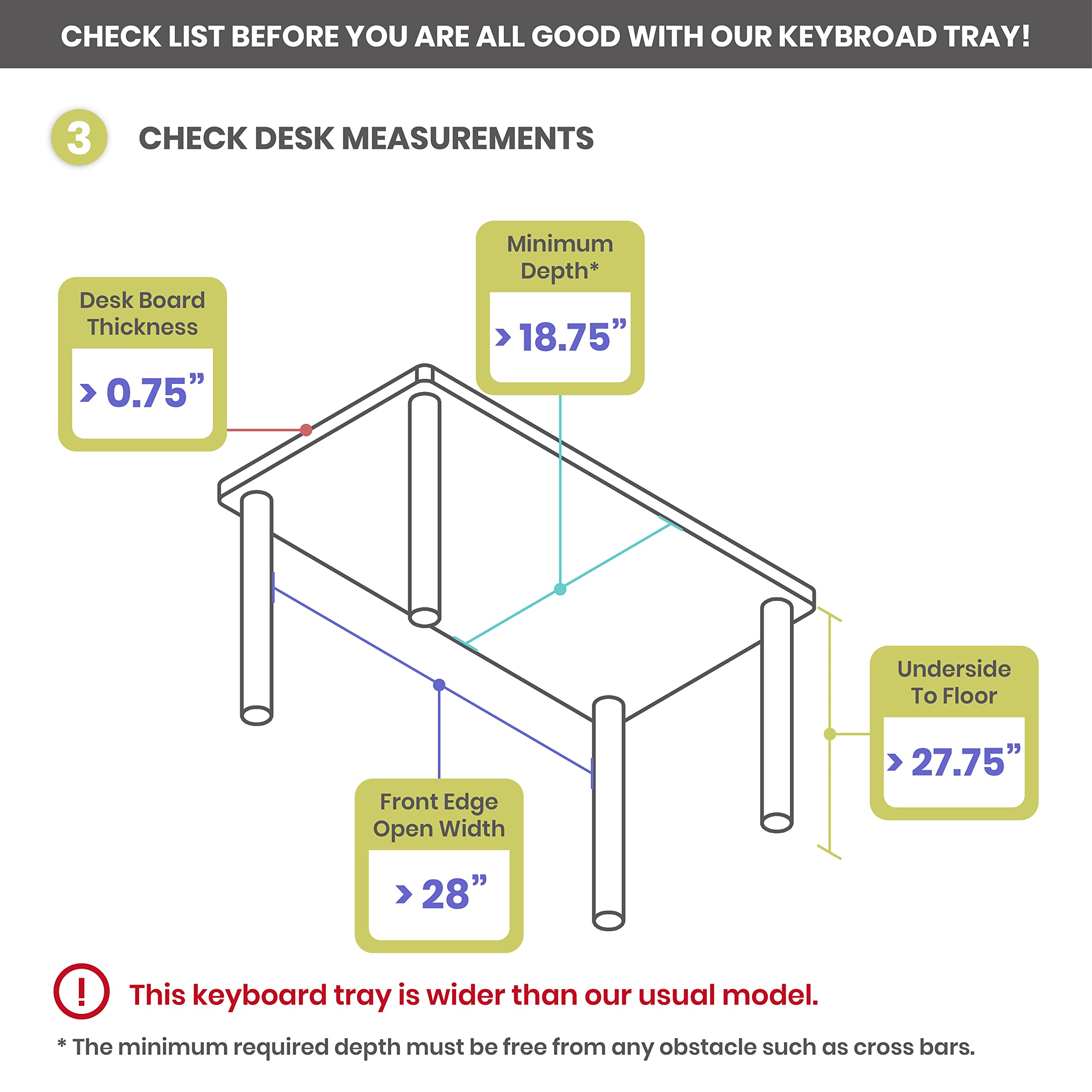 Ergonomic Under Desk Keyboard Tray - 27