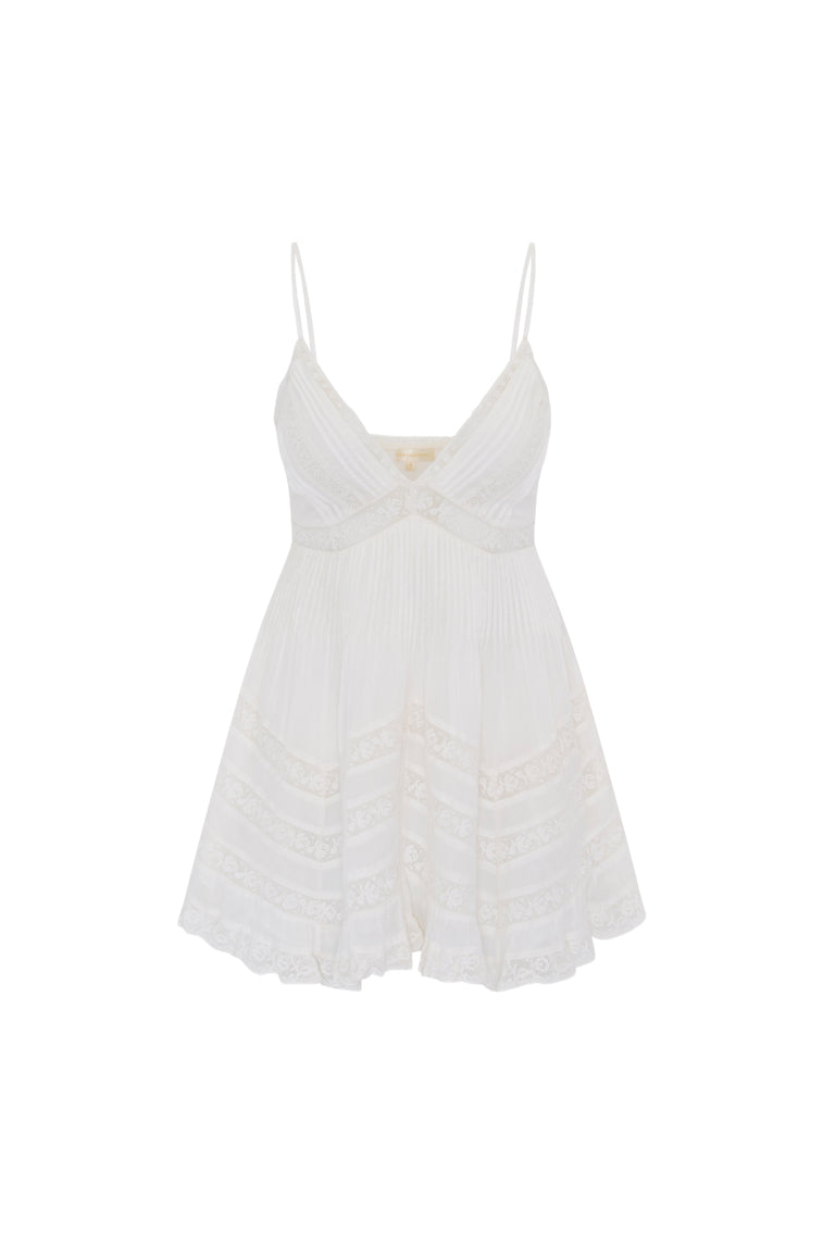 Alonna Women's Cotton Lace Trimmed Mini Dress - White | Flirty Summer Dress for Beach, Date Night & Party Wear