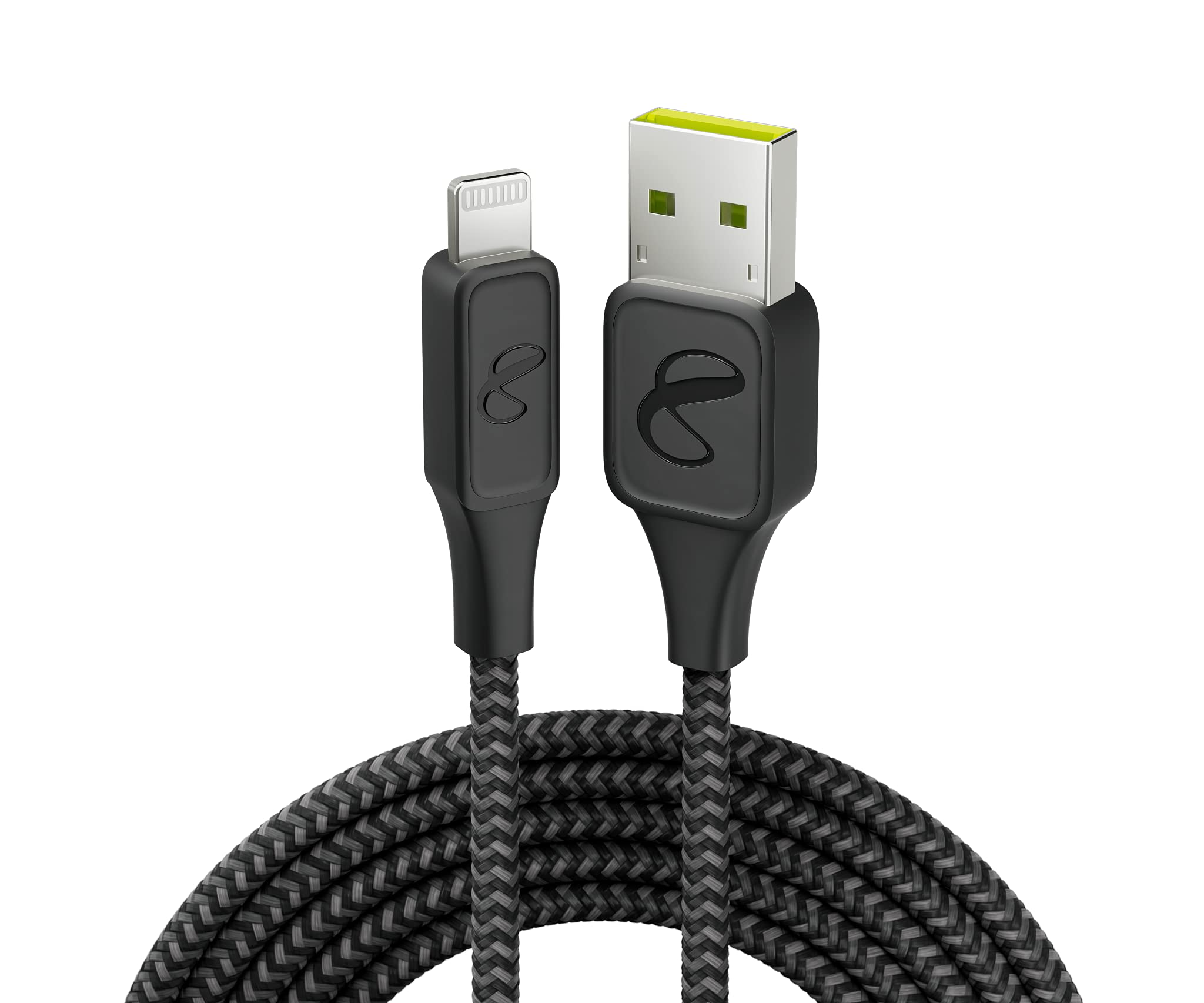 Fast Charging USB-A to Lightning Cable for iPhone & iPad - 3ft Durable Nylon Braided Cord - Compatible with iPhone 14/13/12/11/X/8 & iPad - Perfect for Home, Office & Travel (Black)