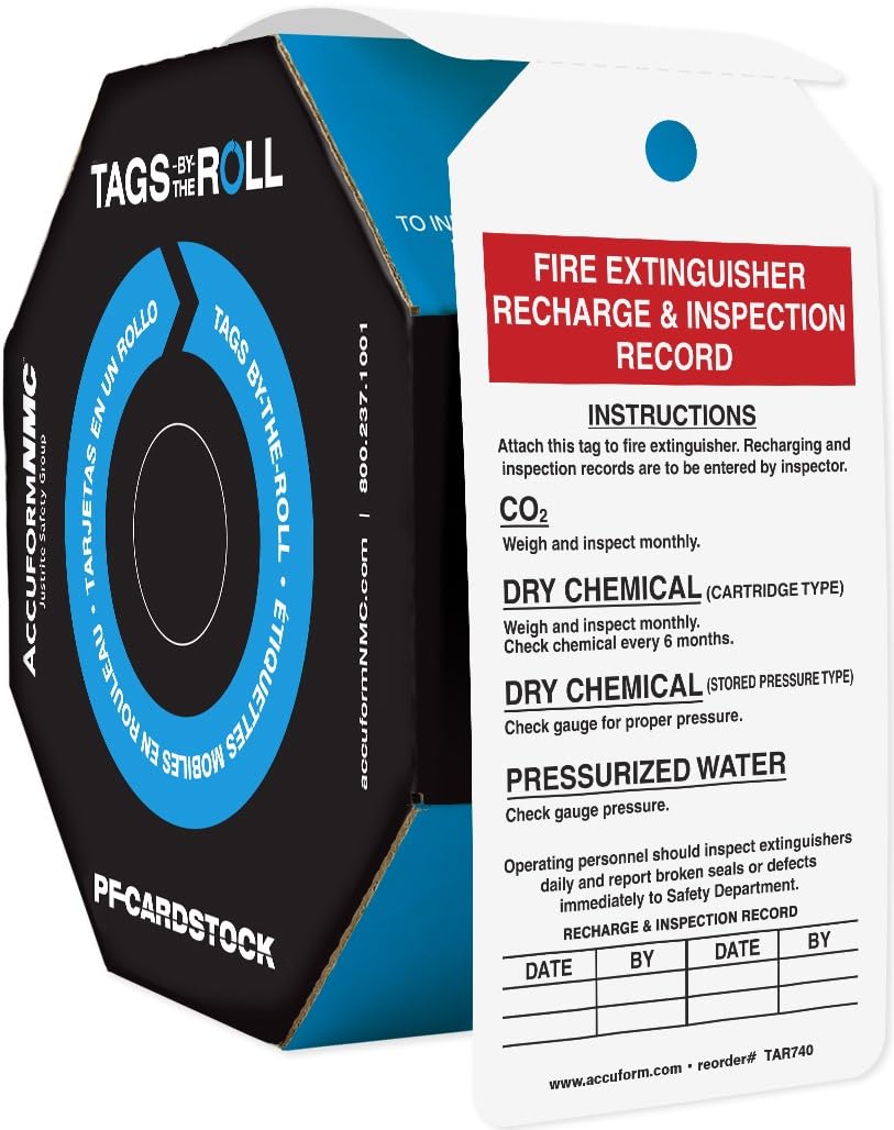 Accuform TAR740 Fire Extinguisher Inspection Tags Roll - 6.25