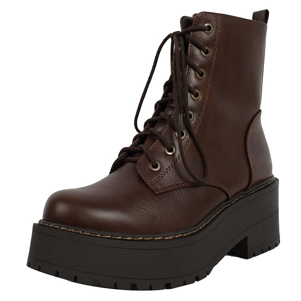 Women's Lace Up Combat Boots - High Platform Ankle Booties with Chunky Heel | Fashion Punk Gothic Shoes for Streetwear, Concerts & Night Out