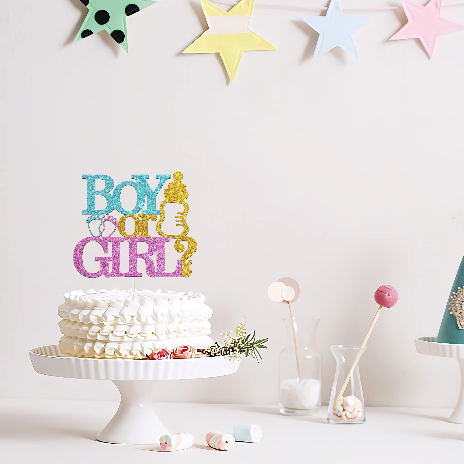 Baby Shower Cake Topper - Gender Reveal Party Decorations for Boys & Girls - Birthday Cake Decor - Perfect for Gender Reveal Parties, Baby Showers & Birthday Celebrations