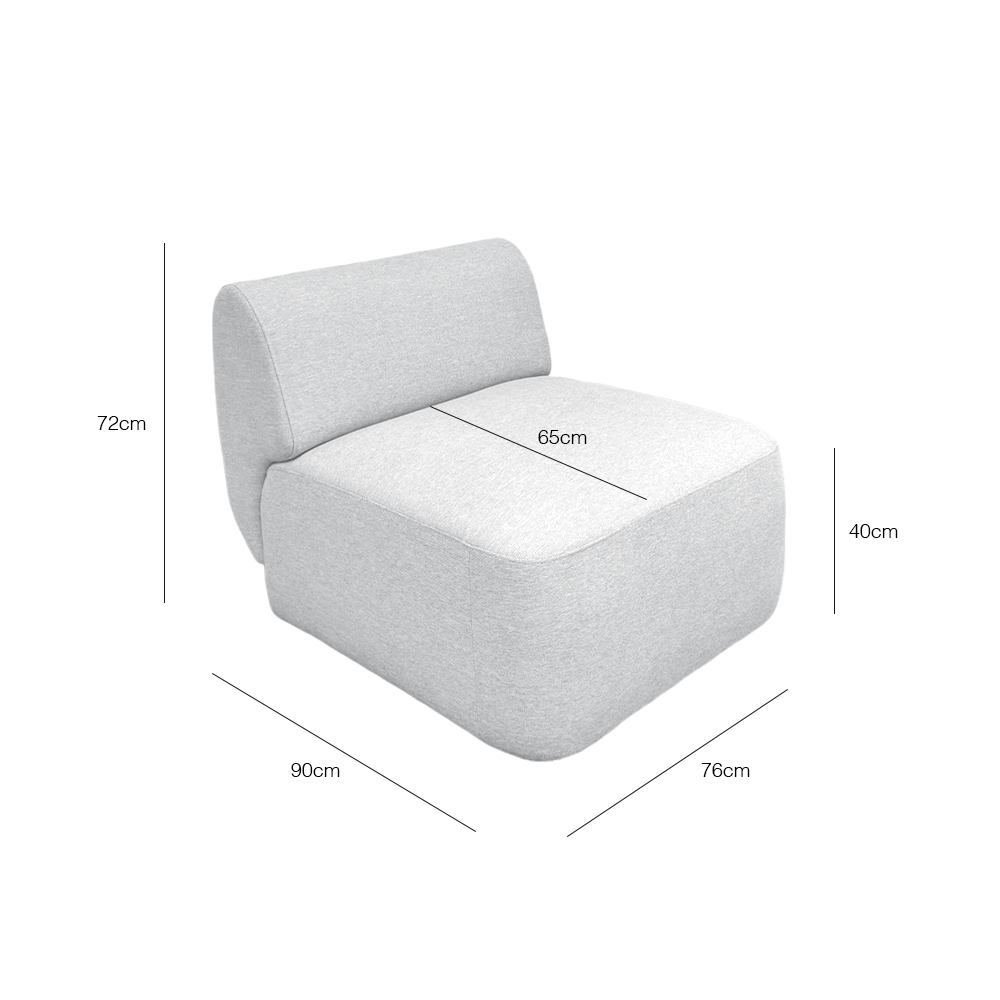 Pebble Armless Sectional Chair - Modern Comfort & EcoClean Fabric - Perfect for Living Room, Office, or Lounge Areas