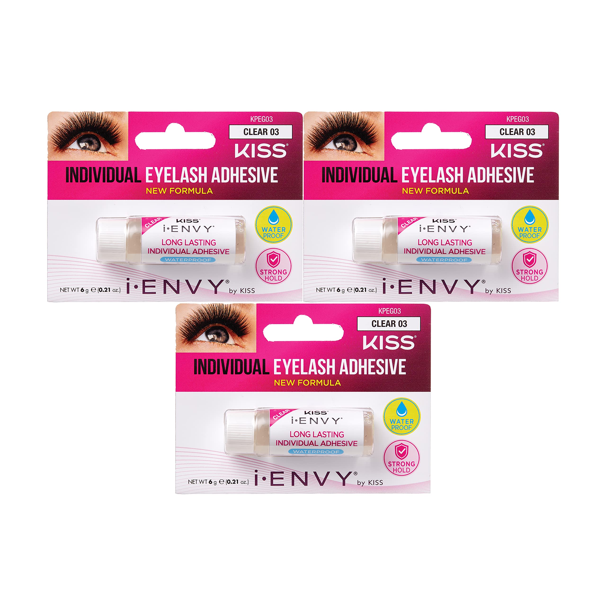 iENVY Professional Individual Cluster Lash Glue - Waterproof, Long-Lasting Eyelash Adhesive for Strong Hold (3 Pack) - Perfect for Daily Wear, Special Occasions & Sensitive Eyes