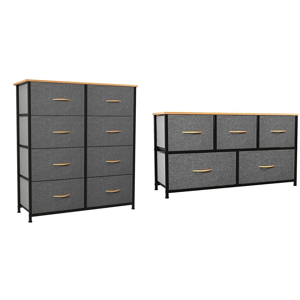 YITAHOME 5-Drawer Wide Storage Dresser in Cool Grey - Modern Bedroom Furniture for Clothes & Home Organization