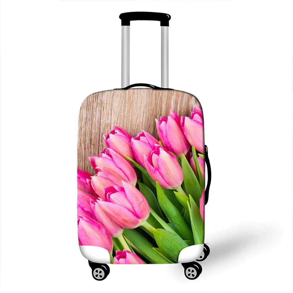 PONERY Elastic Suitcase Cover Protector - Anti-Scratch Dustproof Luggage Cover with 3D Pink Flower Design for Travel, Airplane, and Trolley Cases - Perfect for Vacation, Business Trips, and Frequent Flyers