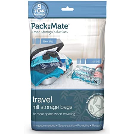 Packmate Travel Roll Storage Bags - Space Saving Vacuum Compression Organizers for Clothes, Blankets & Travel Accessories (Various Sizes) - Perfect for Suitcase Packing, Closet Organization & Camping Trips