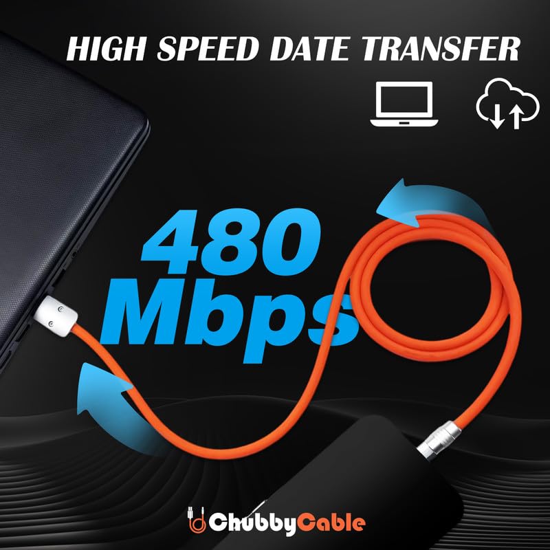 240W USB C Fast Charging Cable 2-Pack - Extra Thick Silicone USB-A to Type-C Cable for iPhone 15/16, iPad, MacBook - 3.3FT Dark Blue & Orange - Perfect for Travel, Office & Home Charging