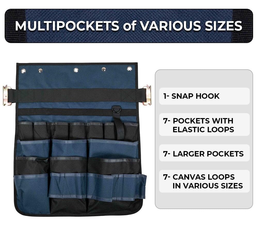 Mytee Products 4 Pack E-Track Hanging Tool Organizer - Heavy Duty Enclosed Trailer Wall Mount Tool Pouch with Multiple Pockets - E-Track Accessories for Trailers, Workshops & Garages - Perfect for Wrenches, Screwdrivers & Power Tools Storage