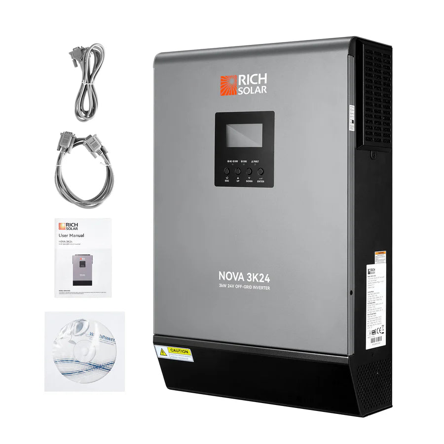 Complete Off Grid Solar Kit 3000W 120V/24VDC with 5.12-7.68kWh Battery Bank & 4x200W Solar Panels | Portable Power for RV, Cabin, Emergency Backup & Off-Grid Living [RPK PLUS]