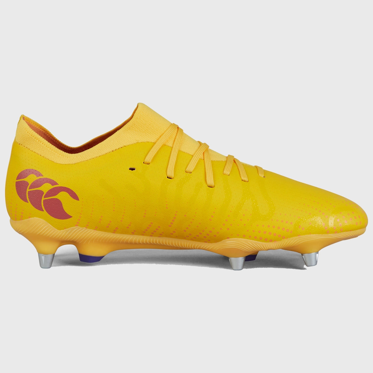Canterbury Speed Infinite Pro SG Rugby Boots for Men - High-Performance Soccer Cleats in Amber Yellow - Perfect for Rugby Matches and Training on Soft Ground