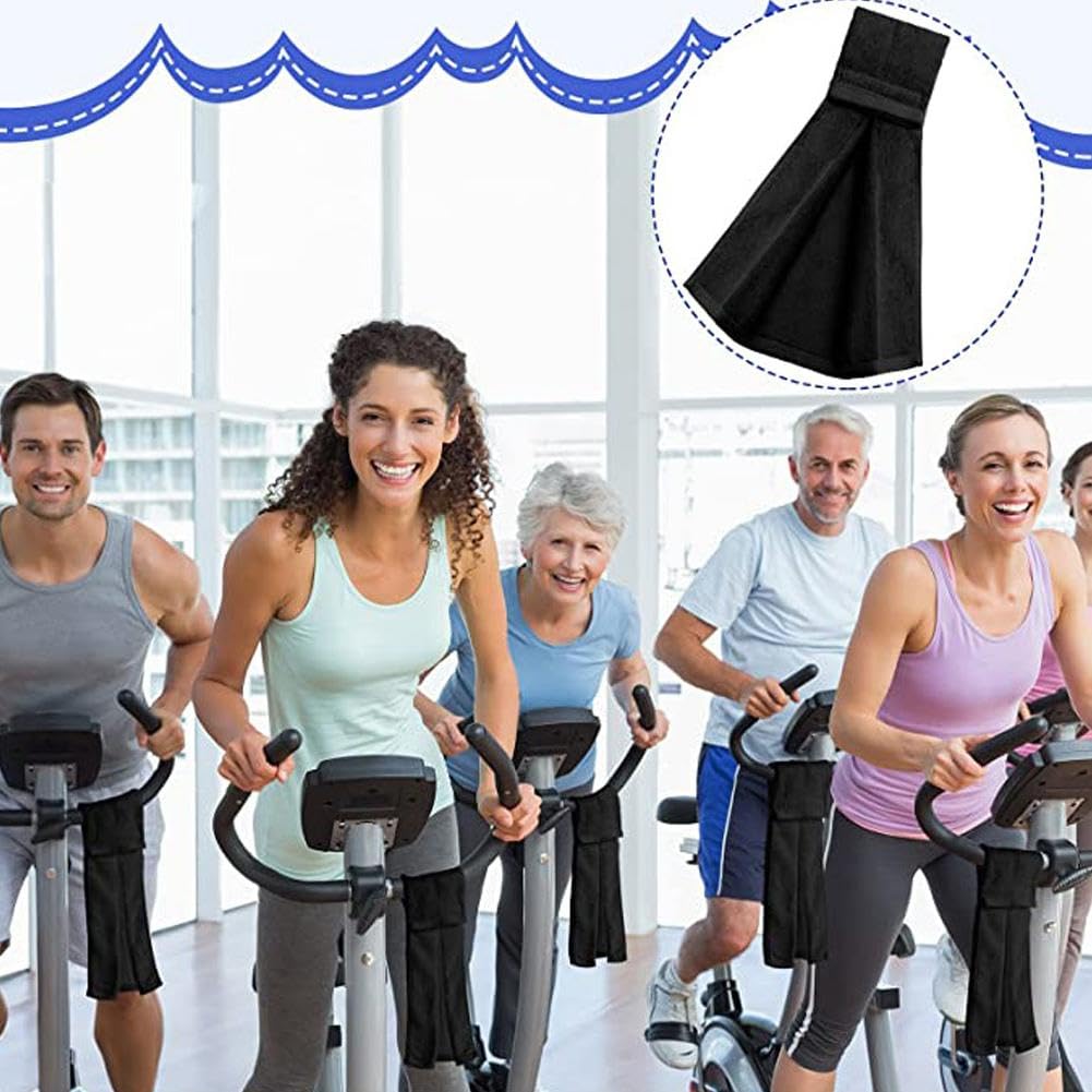 Quarterback Football Field Towel with Hook & Loop Fastener - 4 Pack Cotton Closed Loop Gym Towels for Cleaning Hands, Visor & Gloves - Perfect for Football Games, Training & Outdoor Sports (Black)