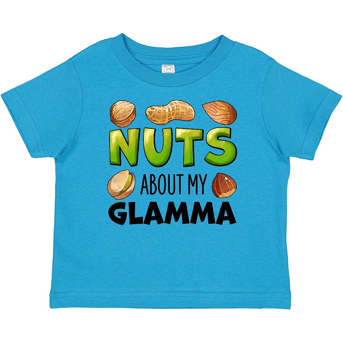 Inktastic Nuts About My Glamma Peanut Almond Pistachio Baby T-Shirt - Cute Graphic Tee for Grandmas & Grandkids Matching Outfits, Family Photos & Special Occasions