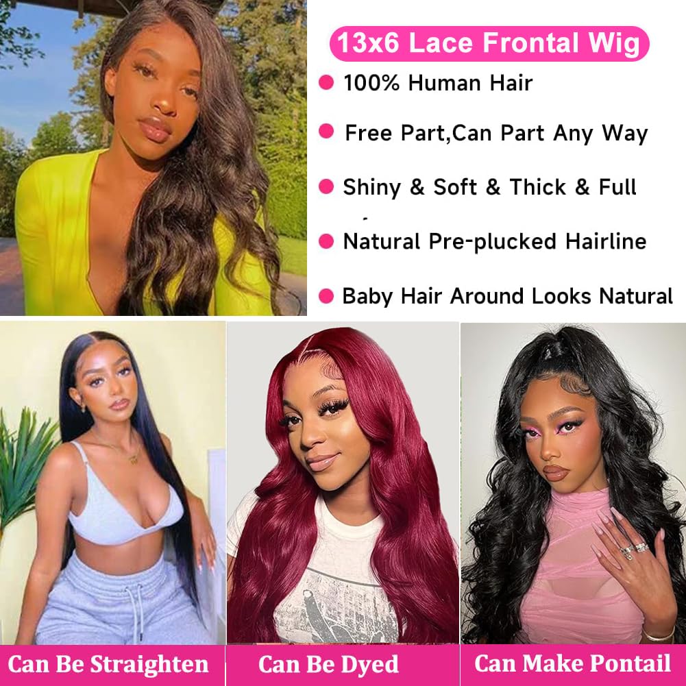 13x6 HD Lace Front Wigs Human Hair - 250% Density Pre Plucked Body Wave Glueless Wig with Baby Hair for Black Women (32 Inch) | Perfect for Daily Wear, Special Occasions & Protective Styling