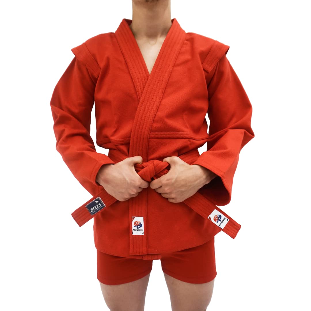 STELS Sambo Jacket - 100% Cotton FIAS Certified Martial Arts Uniform for Sambo, Judo & Self Defense Training - Durable Combat Gi for Competition & Practice