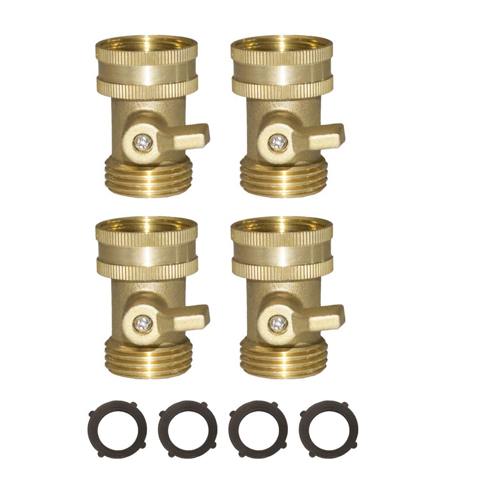 Heavy Duty Brass Shut Off Valve - 4 Pack Brass Water Hose Valve with On/Off Control for Garden, Outdoor Faucet & Irrigation System - Perfect for Lawn Care, Car Washing and Water Conservation