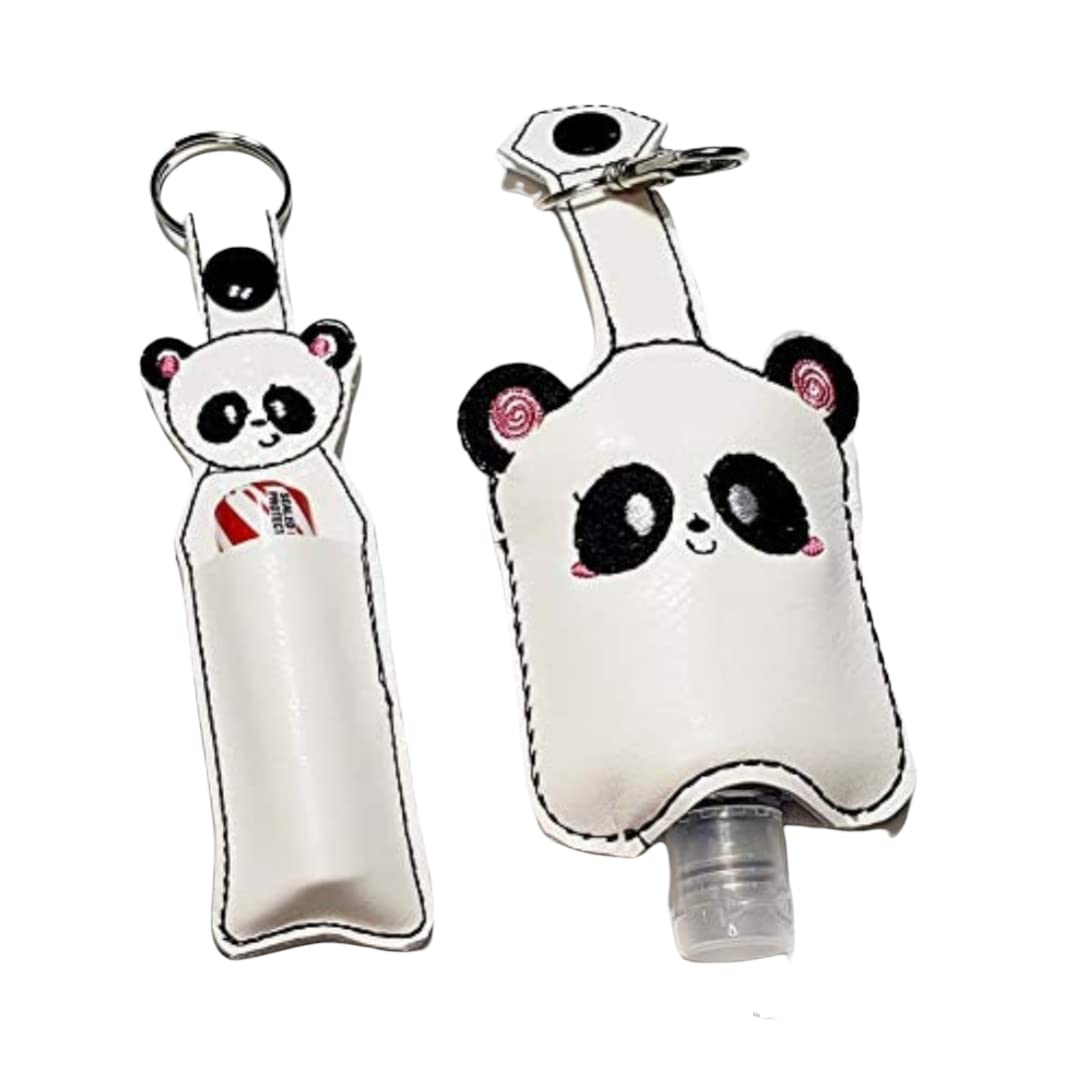 Panda Hand Sanitizer & Lip Balm Holder Keychain - Cute Sanitizing Accessory for Purse, Backpack, Gym Bag - Perfect for Travel, School, Work, and Daily Use
