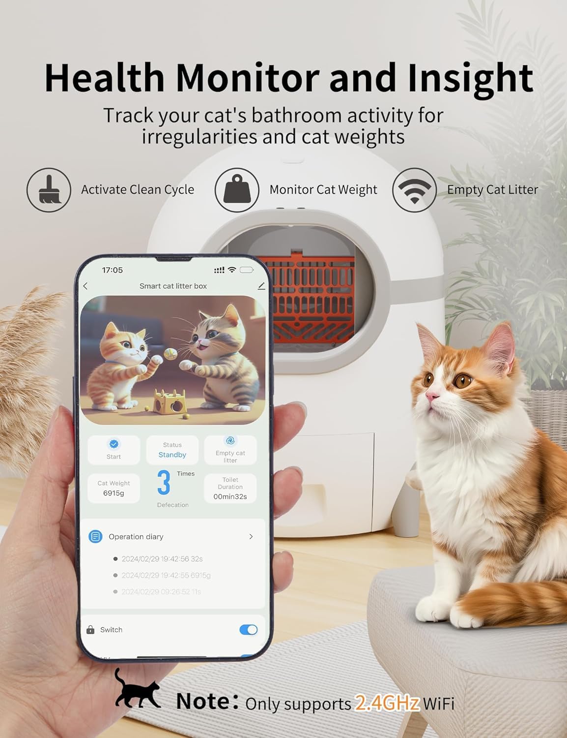 Automatic Self-Cleaning Cat Litter Box - Extra Large 85L Capacity for Multiple Cats, Smart WiFi APP Control, Odor-Free Electric Litter Box with Waste Bags Included | Perfect for Busy Pet Owners & Multi-Cat Households