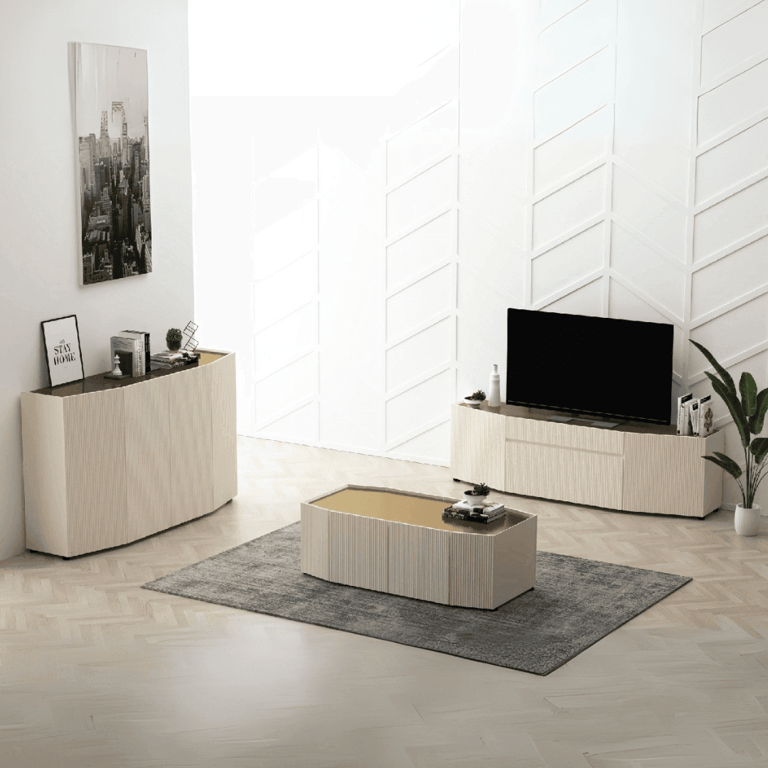 Levon Modern Living Room Furniture Set - Coffee Table, TV Stand & Sideboard for Home Entertainment & Storage | Perfect for Small Spaces & Apartments