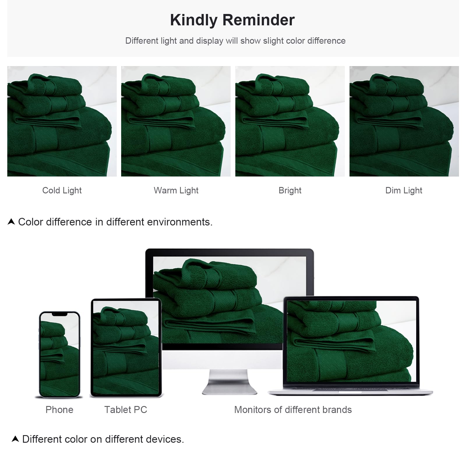 Luxury 6-Piece Green Bath Towel Set | 100% Turkish Cotton 650GSM Hotel Quality | Ultra Soft & Absorbent | Includes 2 Bath Towels, 2 Hand Towels, 2 Washcloths | Perfect for Spa, Bathroom & Guest Room Decor