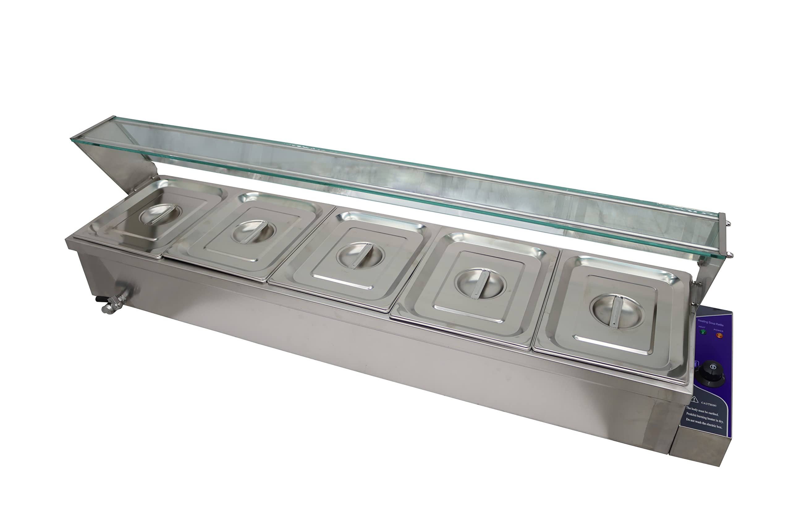 INTBUYING 5-Pan Commercial Food Warmer Steam Table - Stainless Steel Buffet Catering Equipment for Restaurants, Hotels & Events - Perfect for Keeping Breakfast, Lunch & Dinner Dishes Warm