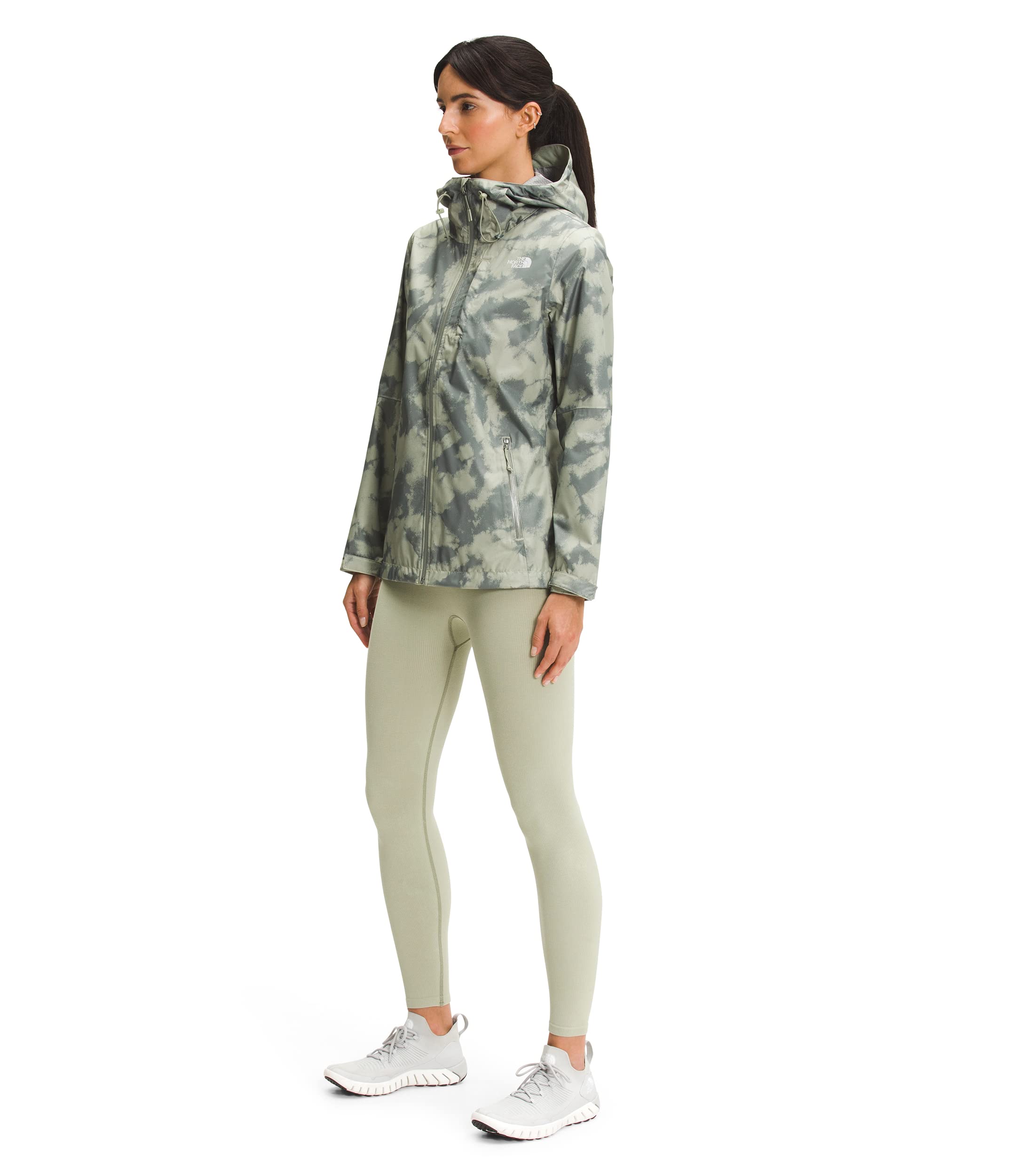 The North Face Women's Alta Vista Printed Waterproof Jacket - Retro Tea Green Dye, Medium | Outdoor Hiking & Travel Windbreaker for Women