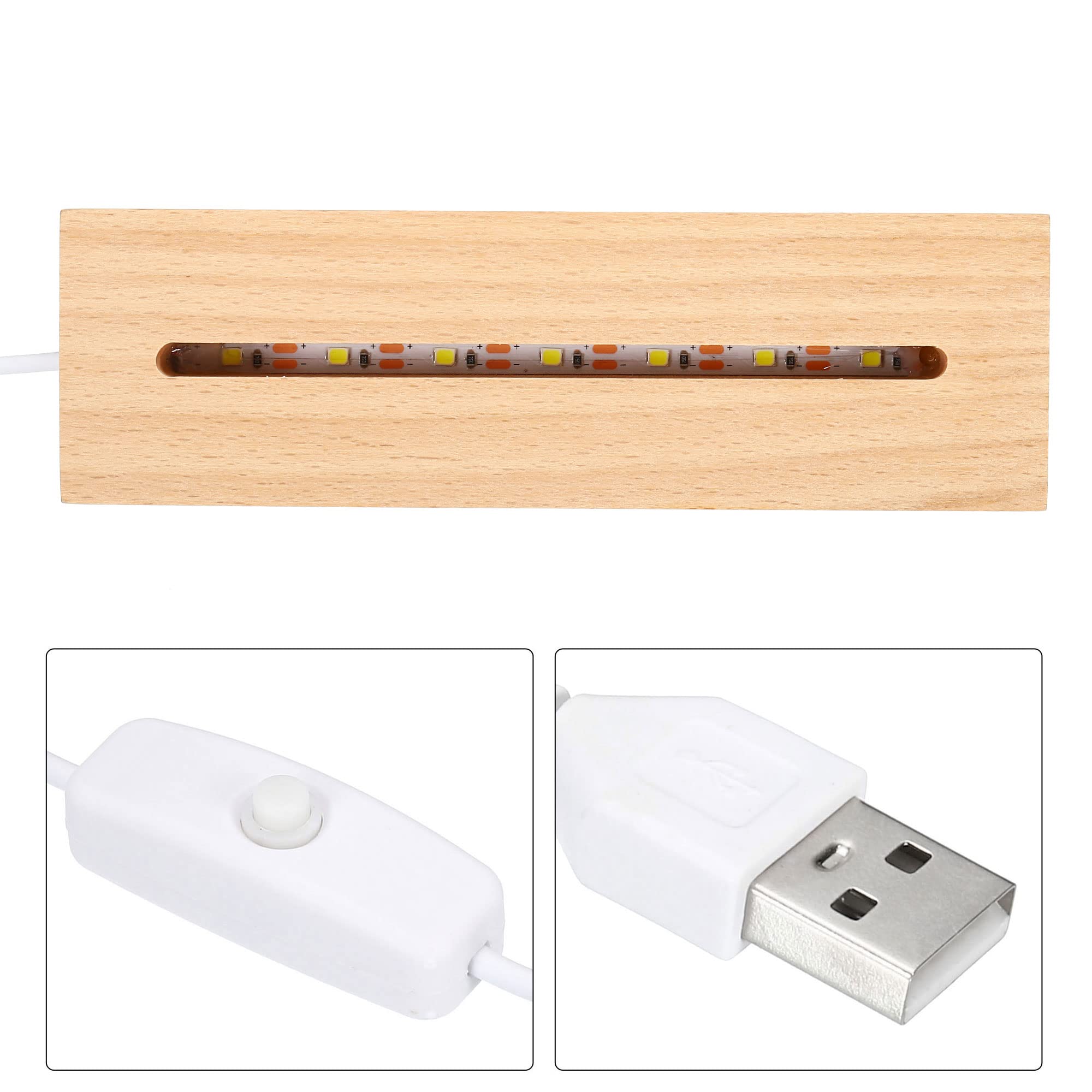 PATIKIL Wooden LED Light Base Stand - 5.91