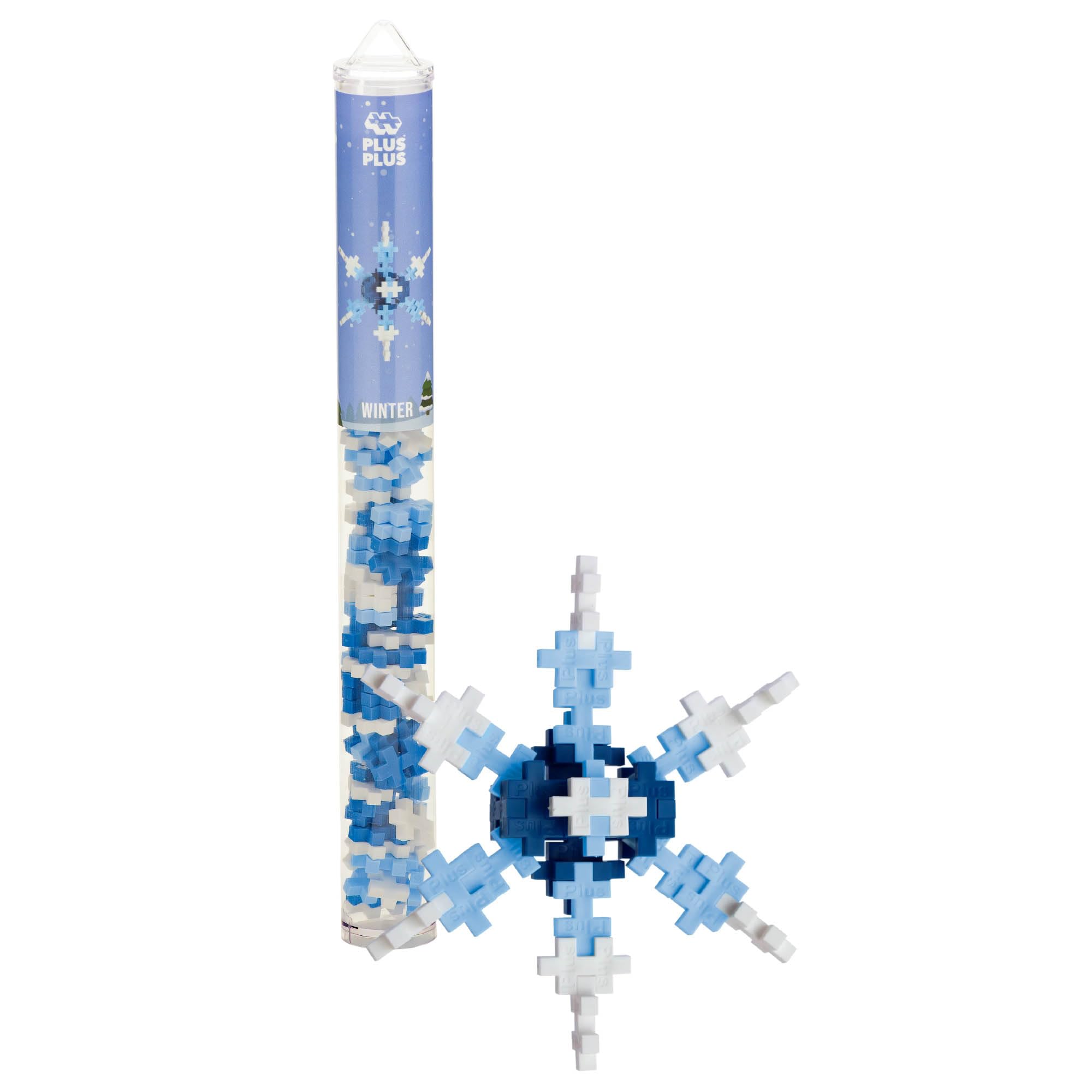 Plus Plus 3D Puzzle Building Blocks - 70 Piece Mini Interlocking Construction Set for Kids | STEM Educational Toys | Creative Holiday Activities & Snowflake Maker Tube for Christmas Winter Play