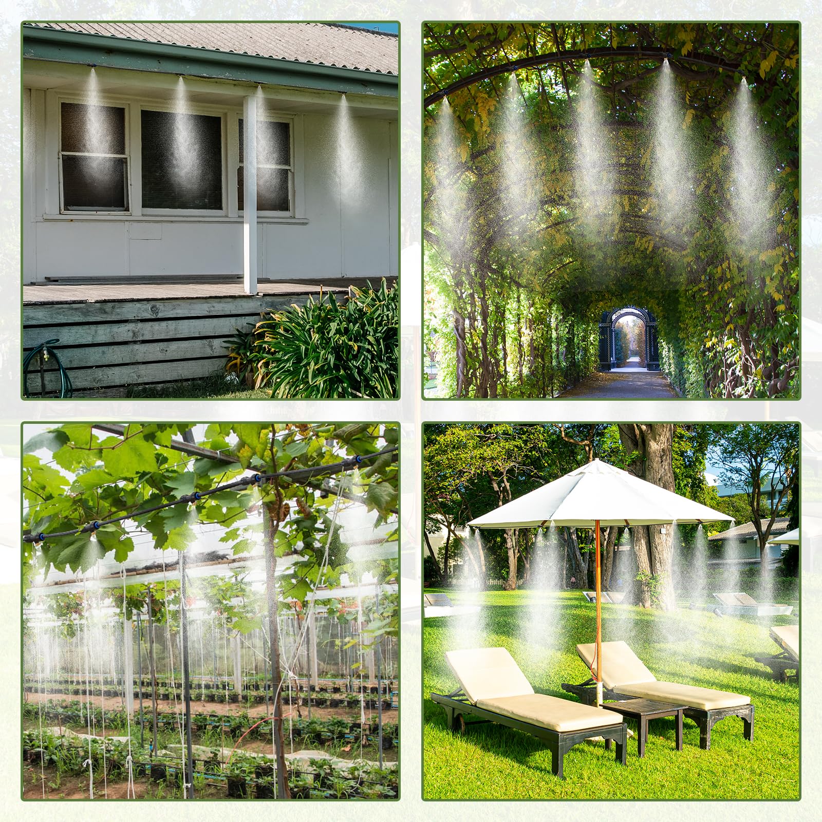33FT Outdoor Misting Cooling System with 10 Nozzles & Brass Adapter - Perfect for Patio, Garden, Trampoline & Backyard Cooling | Portable Water Mister for Summer Heat Relief