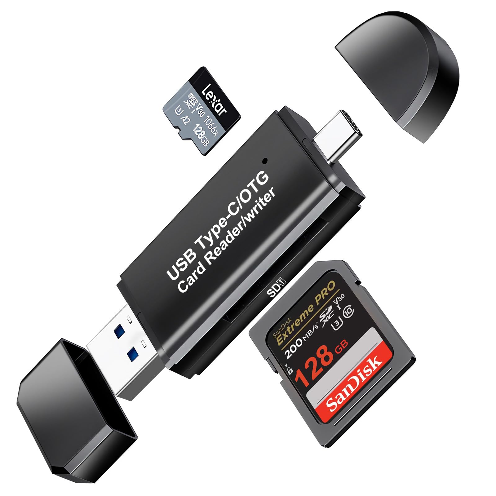 High-Speed SD Card Reader for Android & iPhone - Dual Slot TF/SD Memory Card Adapter for PC, MacBook, Chromebook, iPad Pro, Samsung Galaxy S24/S23/S22 - Perfect for Photography, File Transfer & Data Backup