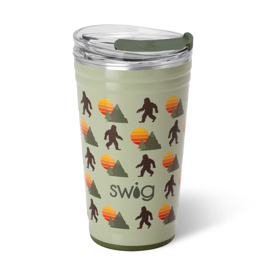 Swig Life 24oz Insulated Stainless Steel Travel Tumbler with EZ Slider Lid - Stackable, Cup Holder Friendly Reusable Coffee Mug for Office, Camping & Road Trips (Wild Thing Design)