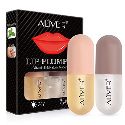 2Pcs Lip Plumper Set - Natural Lip Enhancer & Hydrating Serum for Fuller Lips, Lip Filler Kit with Anti-Aging Care to Reduce Fine Lines (Day & Night Use) | Perfect for Daily Lip Care, Special Occasions & Makeup Routines