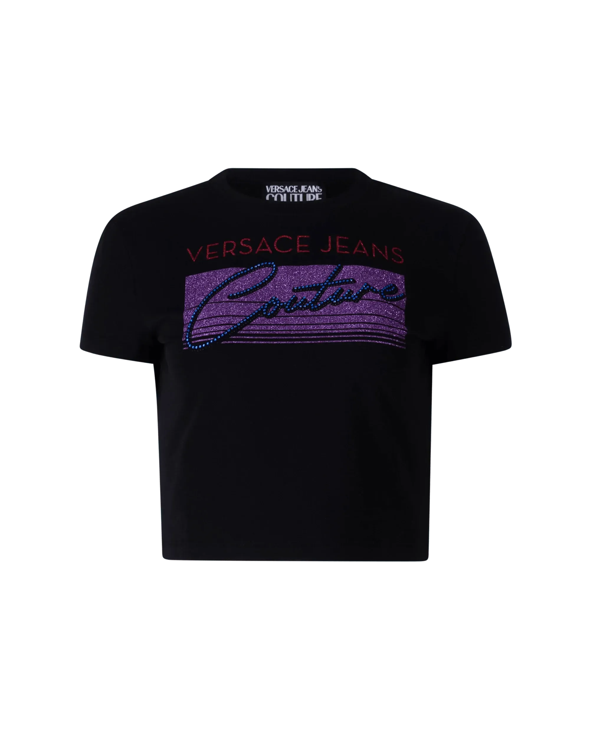 Glitter Logo Printed Cropped T-Shirt for Women - Trendy Graphic Tee for Casual Wear, Parties & Street Style Fashion