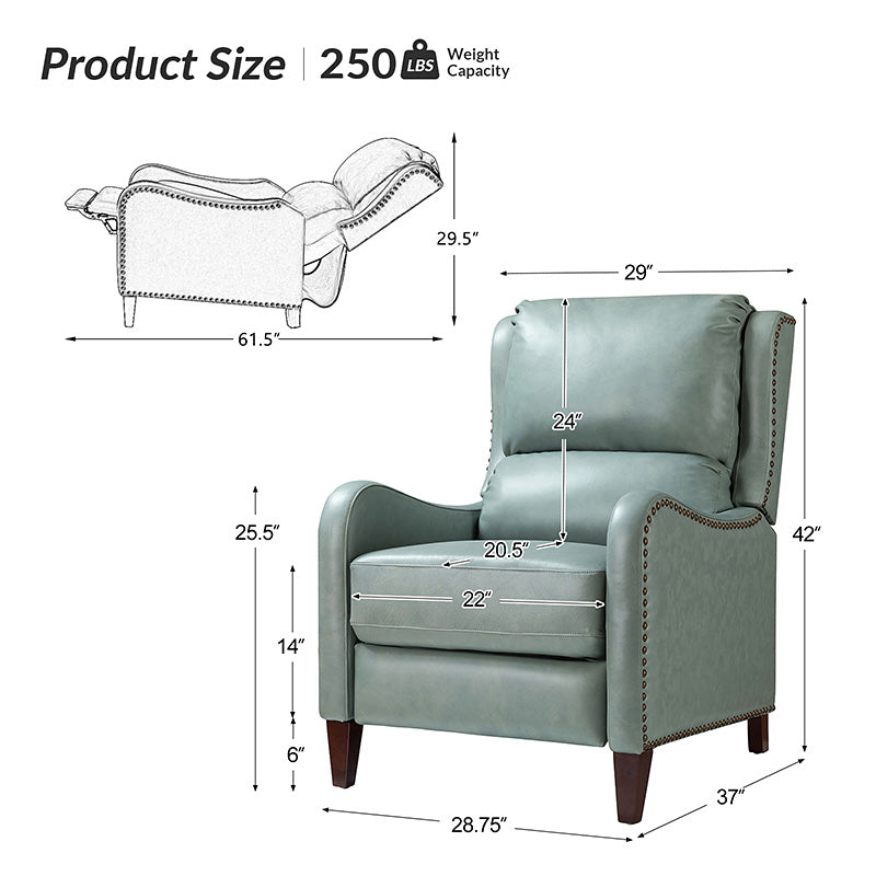 Deliat Genuine Leather Recliner Chair - Premium Comfort for Living Room, Home Theater & Office - Adjustable Footrest & Lumbar Support - Brown PU Leather Sofa for Relaxation & Entertainment