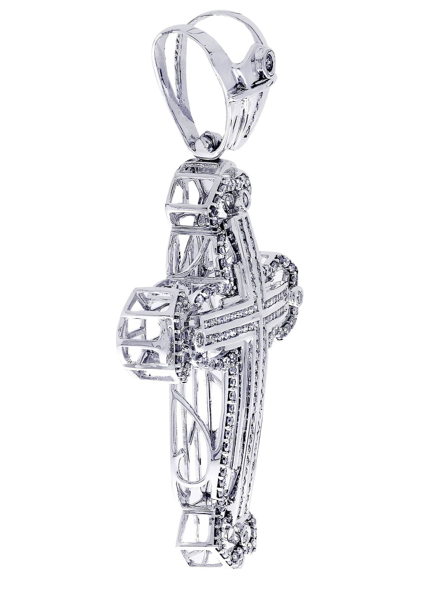 2.88 Carat Diamond Cross Pendant Necklace - 24.74 Grams Solid Gold Religious Jewelry for Women - Perfect for Baptism, First Communion & Special Occasions