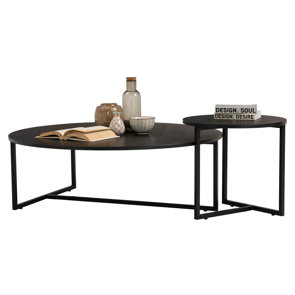 Round Side Table 46cm - Modern Black End Table for Living Room, Bedroom, or Office - Turner Furniture for Small Spaces & Home Decor