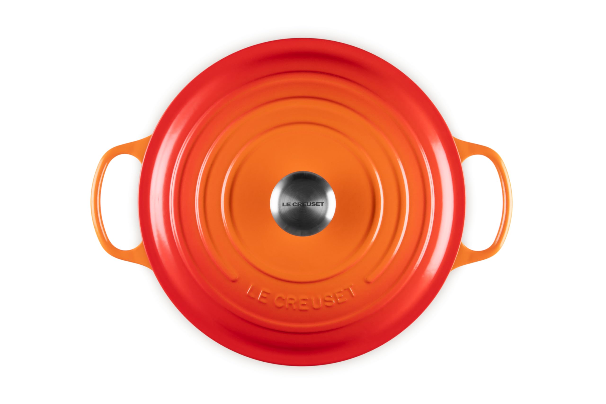 Le Creuset Enameled Cast Iron Signature Round Dutch Oven 7.25 Quart - Flame Red - Premium Cookware for Braising, Stewing & Baking - Perfect for Soups, Casseroles & Family Dinners