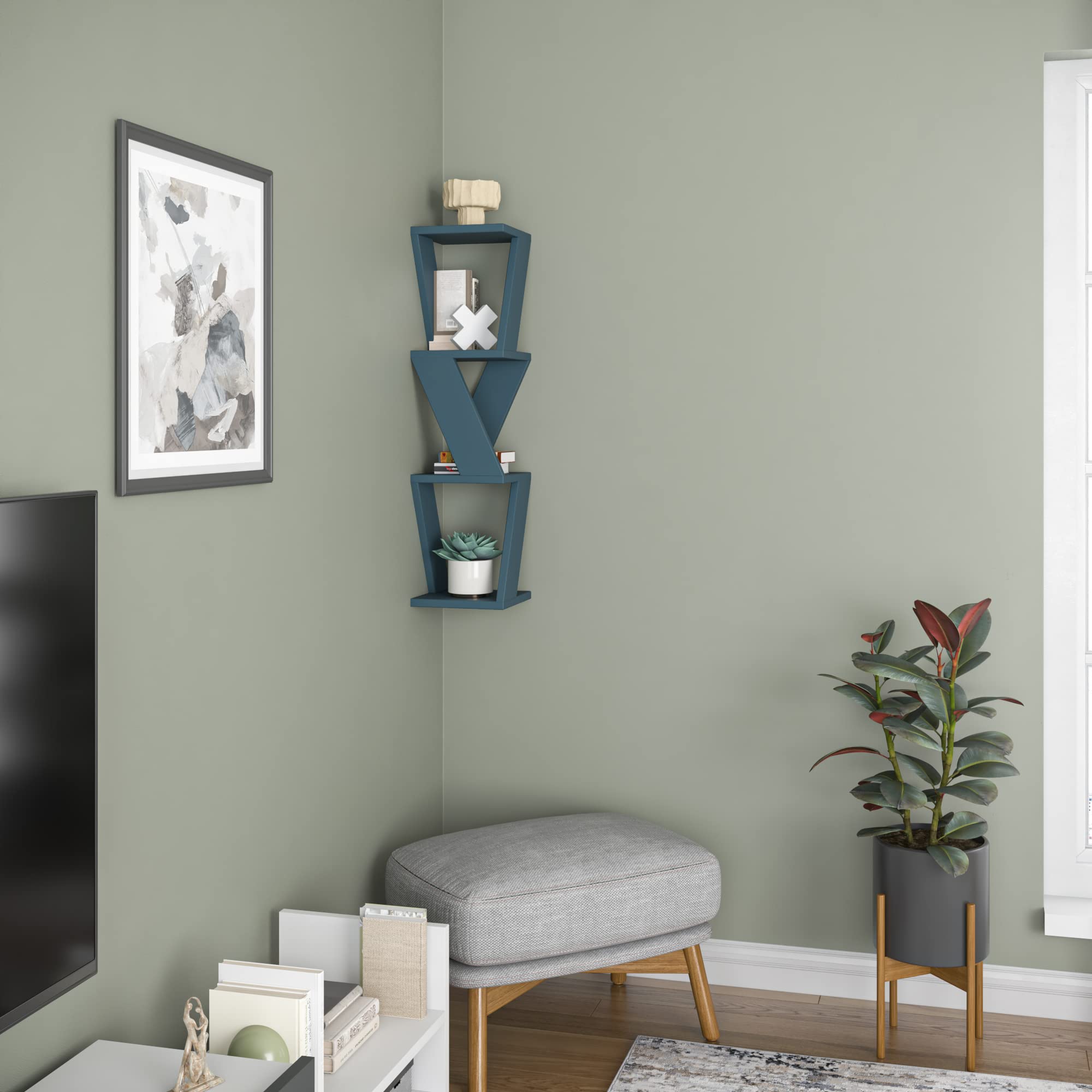 Modern Blue Wall Shelf - 33.46