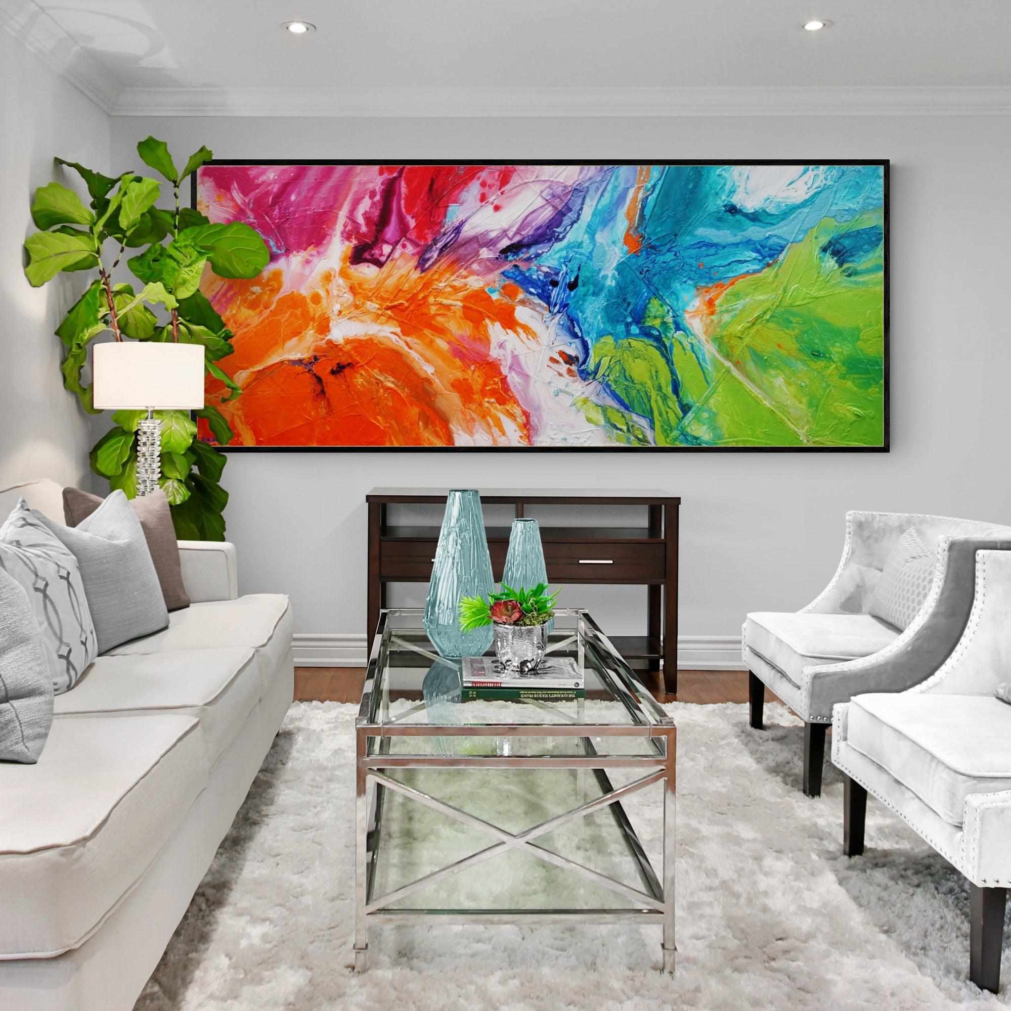 240cm x 100cm Colorful Textured Abstract Wall Art Painting - Modern Home Decor for Living Room, Bedroom & Office