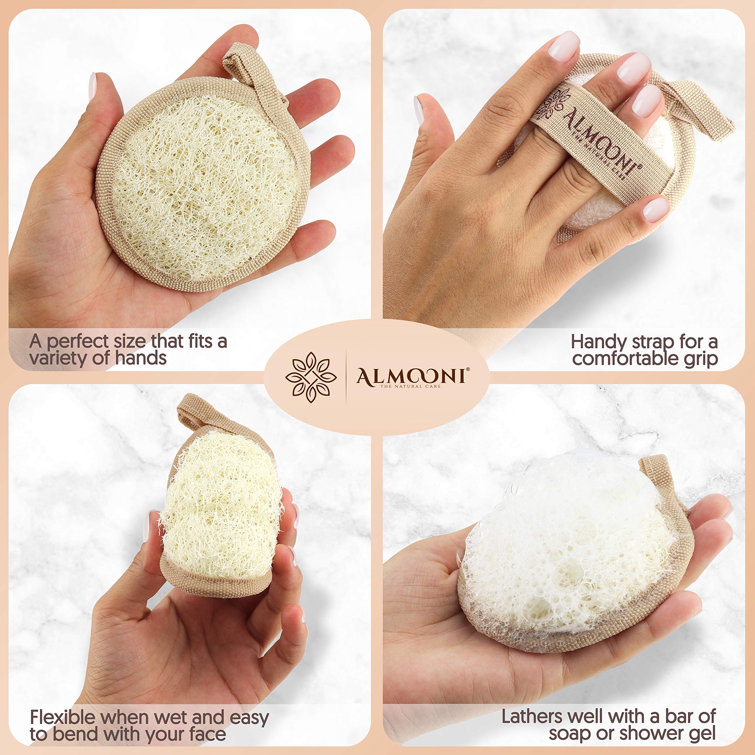 **Premium Natural Egyptian Loofah Sponge - Exfoliating Body Scrubber & Facial Loofah for Smooth, Radiant Skin | 3-Pack for Shower, Spa & Skincare Routine**