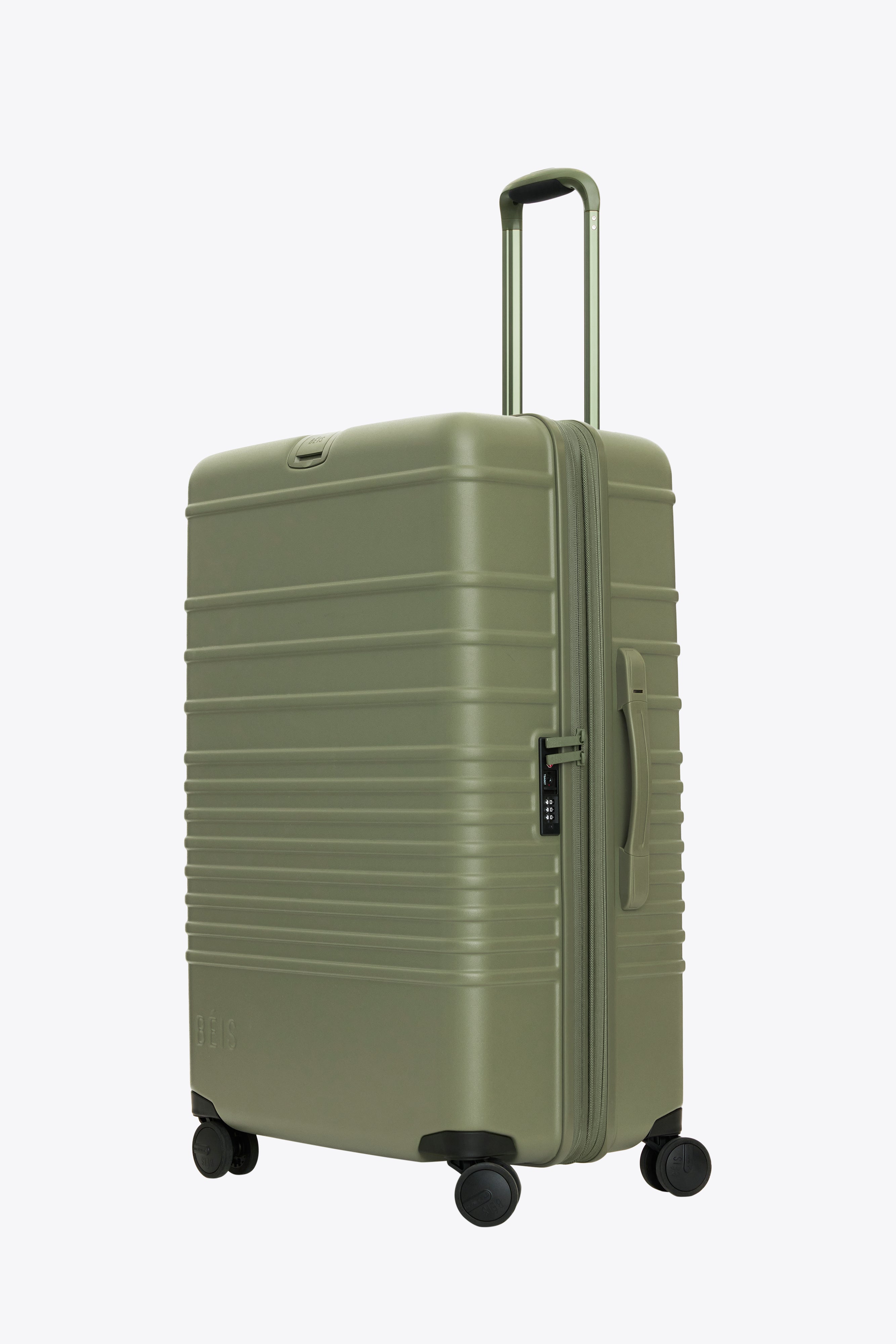 Large Olive Check-In Roller Luggage - Spacious & Durable Suitcase for Travel, Business Trips & Vacations