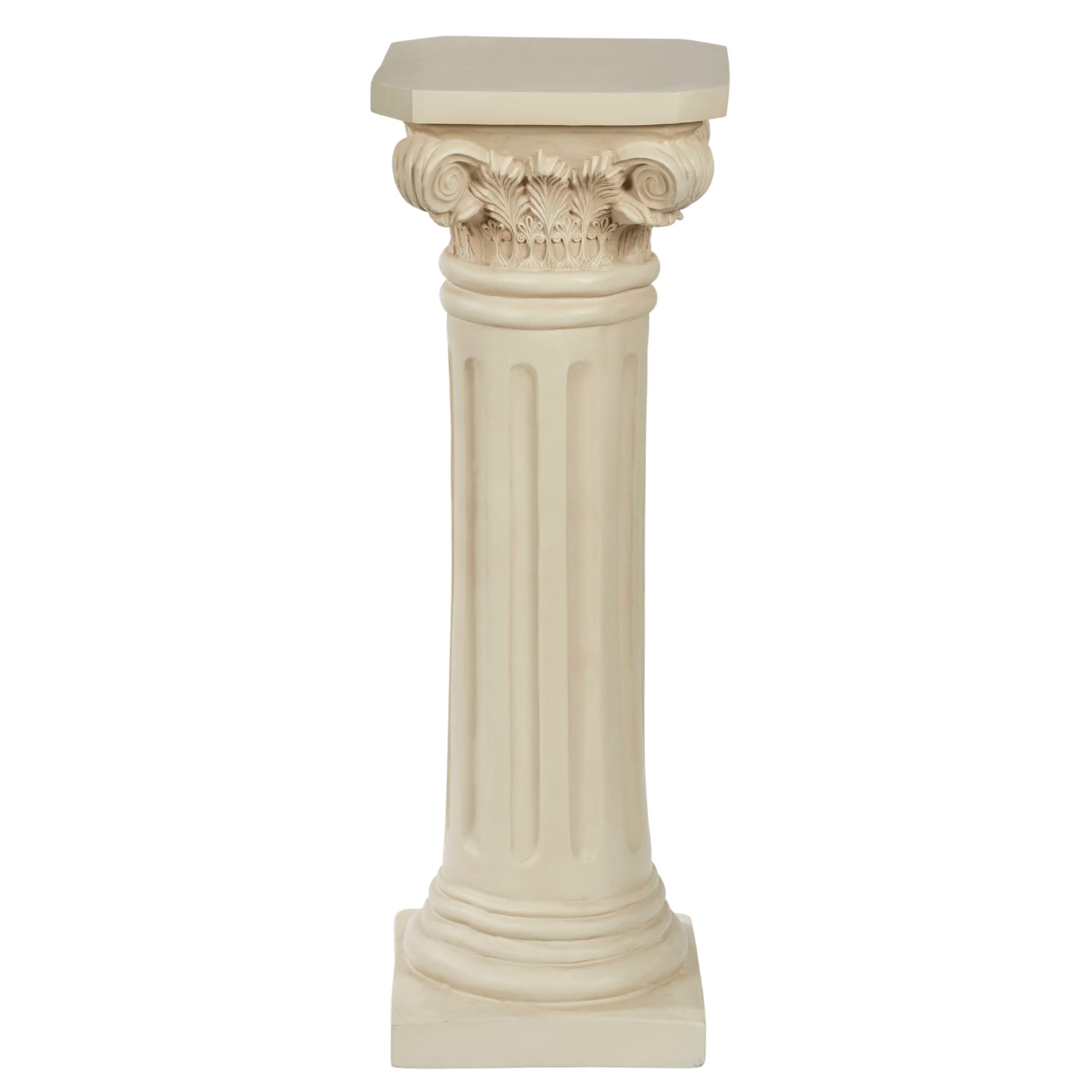 Antique Ivory Resin & Fiberglass Roman Column Pedestal - Classic Indoor/Outdoor Decorative Pillar for Tables, Sculptures, Vases & Garden Statues - Perfect for Home Decor, Wedding Centerpieces & Mediterranean Style Landscaping