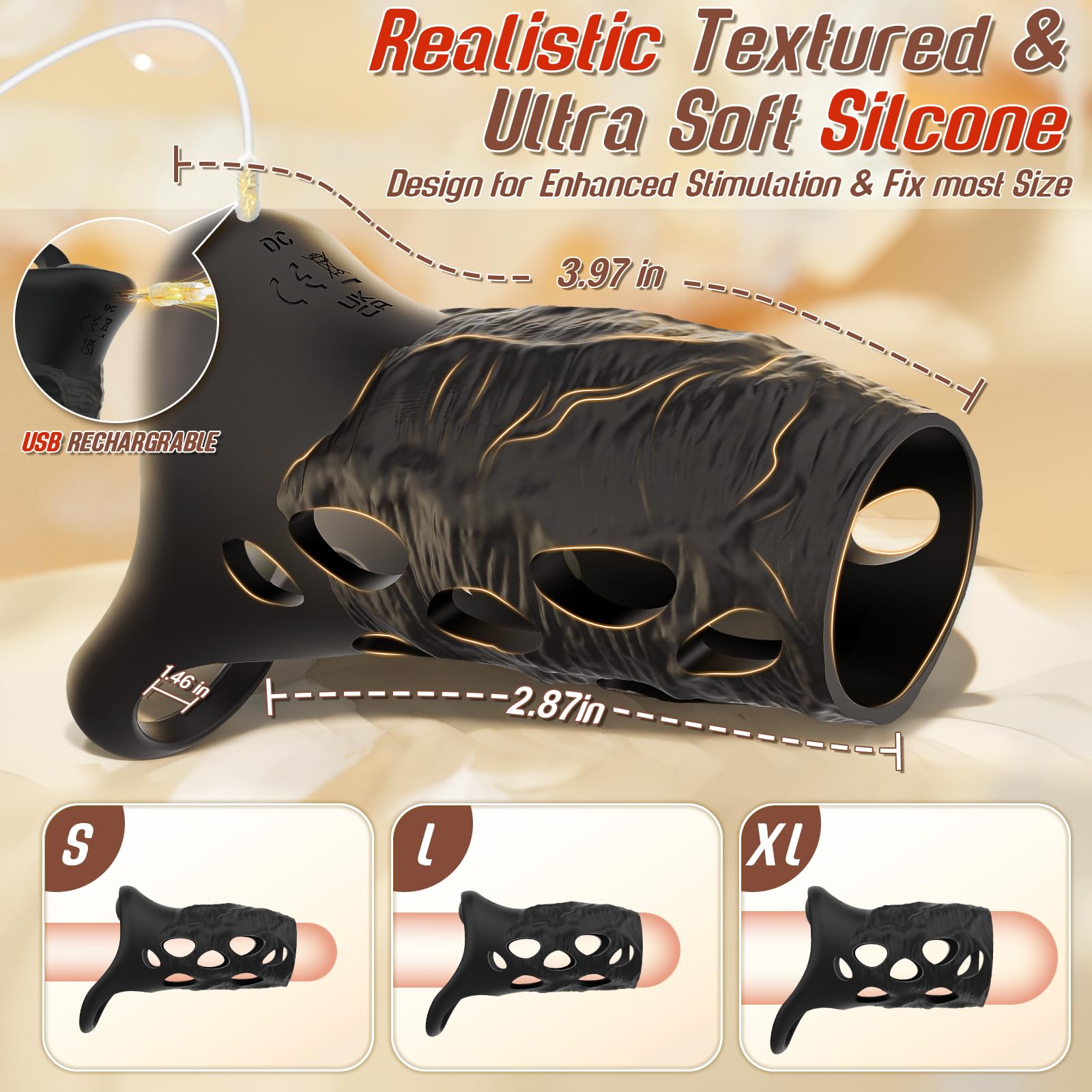 App Controlled Vibrating Cock Ring & Penis Sleeve - Male Vibrator with Remote for Couples, G-Spot & Testicle Stimulation, Erection Enhancer Sex Toy for Men & Women - Perfect for Bedroom Fun & Spicy Date Nights