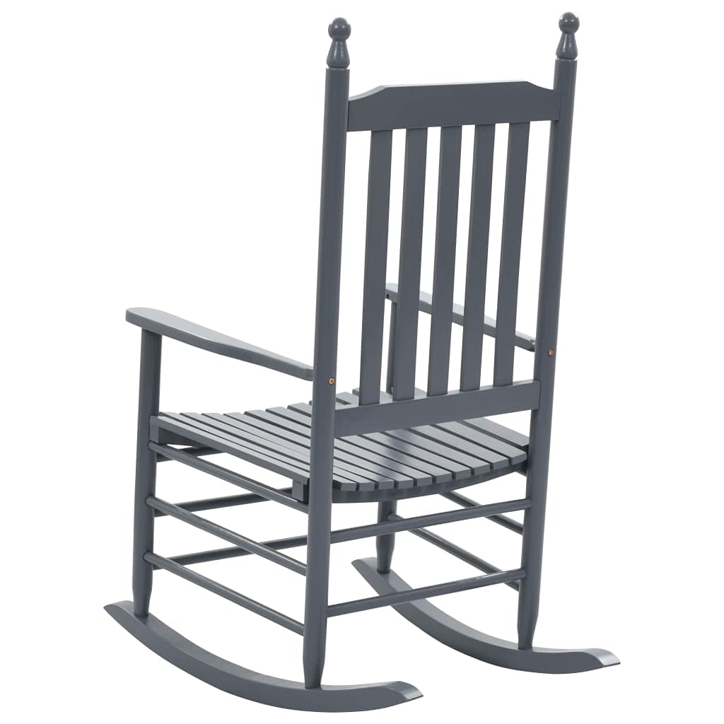 Comfortable Rocking Chair with Curved Seat - Gray Poplar Wood Lounge Chair for Relaxation | Perfect for Living Room, Nursery & Outdoor Patio