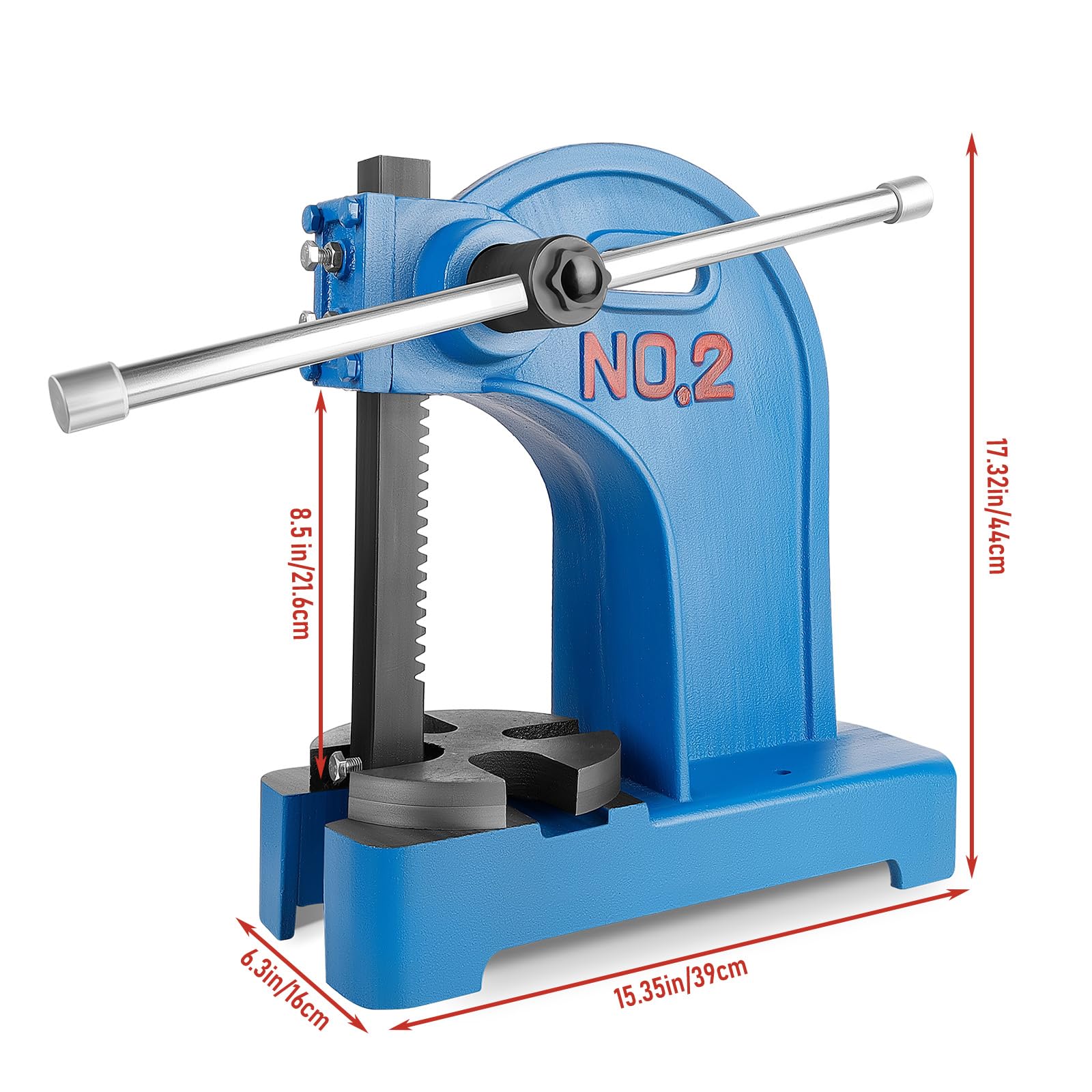 2 Ton Heavy Duty Manual Arbor Press - Cast Iron Desktop Press for Riveting, Punching, Stamping & Metal Forming | Perfect for Jewelry Making, Metalworking & DIY Projects (Blue)