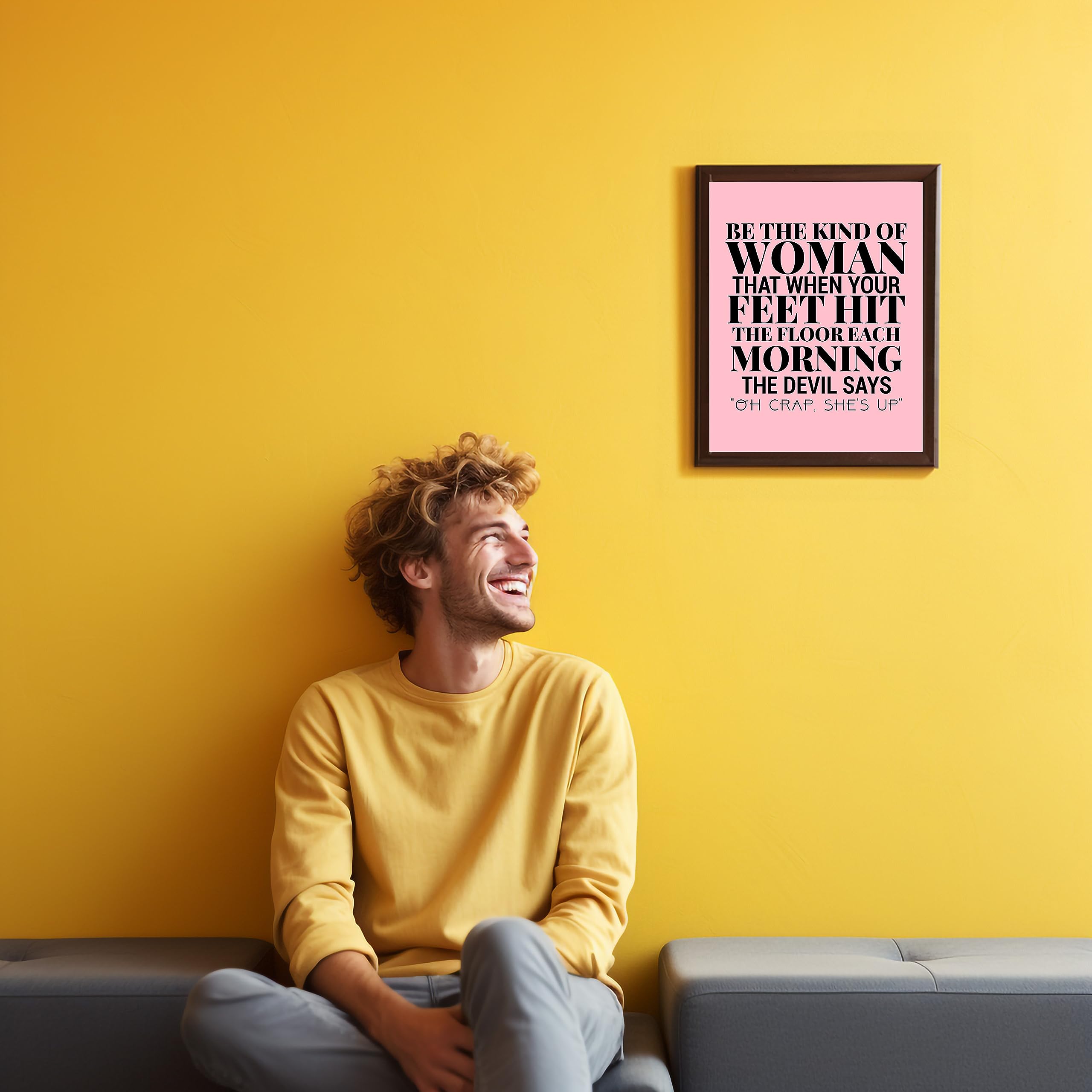 Funny Christian Wall Art - Be the Kind of Woman Devil Says Oh Crap - Motivational Print for Home, Office & Church Decor - 8x10 Unframed - Perfect for Living Room, Bedroom & Workspace Inspiration