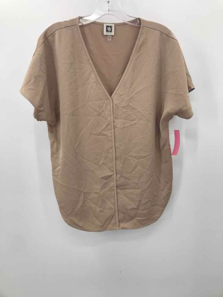 Pre-Owned Anne Klein Tan Blouse Size Small - Vintage Women's Top for Casual Wear & Office Outfits